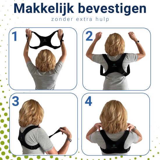 ANATURES Rugbrace Houding Corrector - Postuur Correctie voor Man en Vrouw -  Rug en Schouder Stretcher - Verstelbare Rugband - Schouderbrace Extra Lange Banden