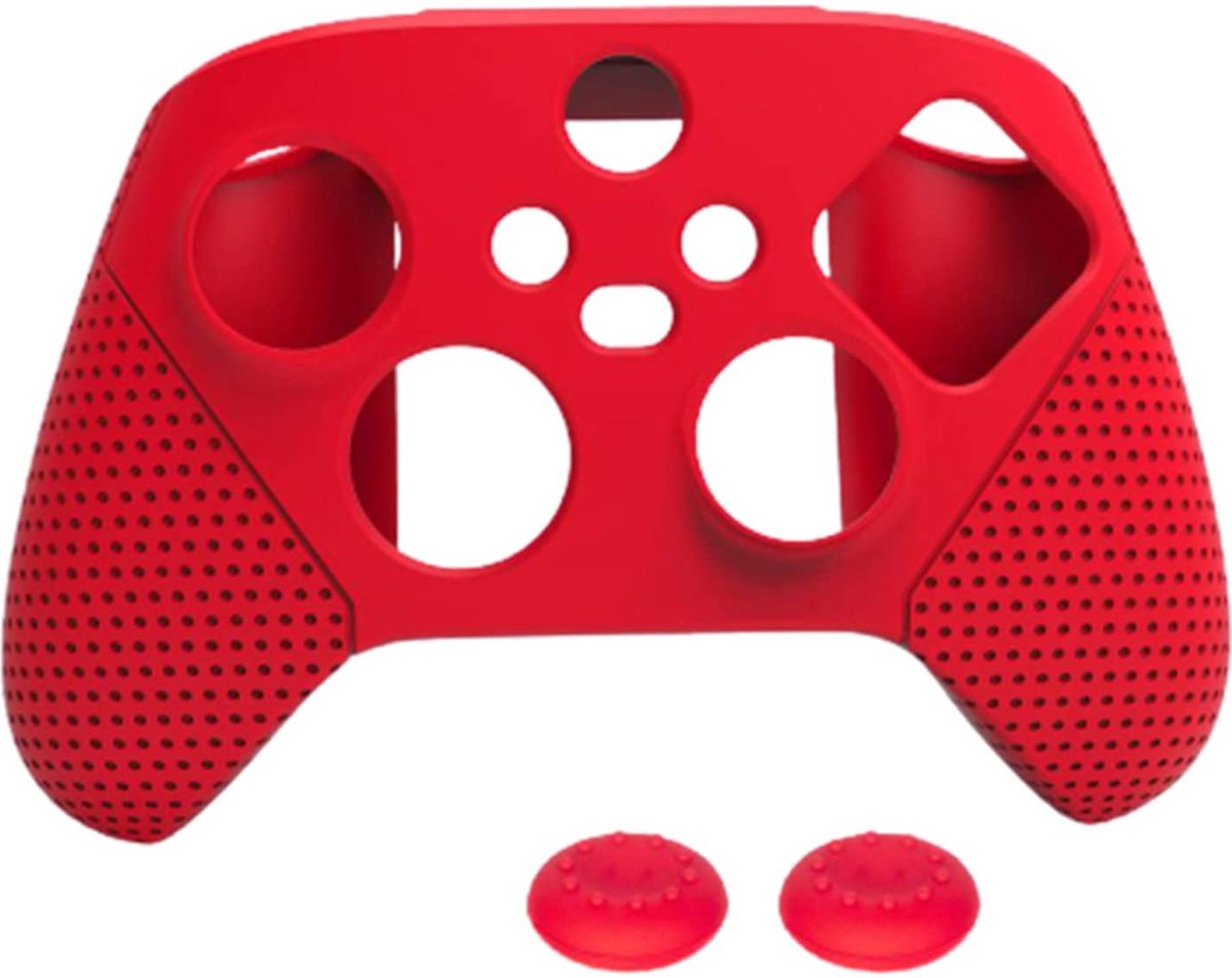Zachte Antislip Siliconen hoesje Controller Cover Skins Duimgrepen Joystick Caps Beschermhoes voor Xbox Series S X Controller - Rood