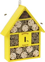 insectenhotel hangend - 38x29x9 cm - hout - bijenhotel - geel