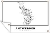 Tuinposter - Tuindoek - Tuinposters buiten - Plattegrond – Antwerpen – Zwart Wit – Stadskaart - Kaart - België - 120x80 cm - Tuin