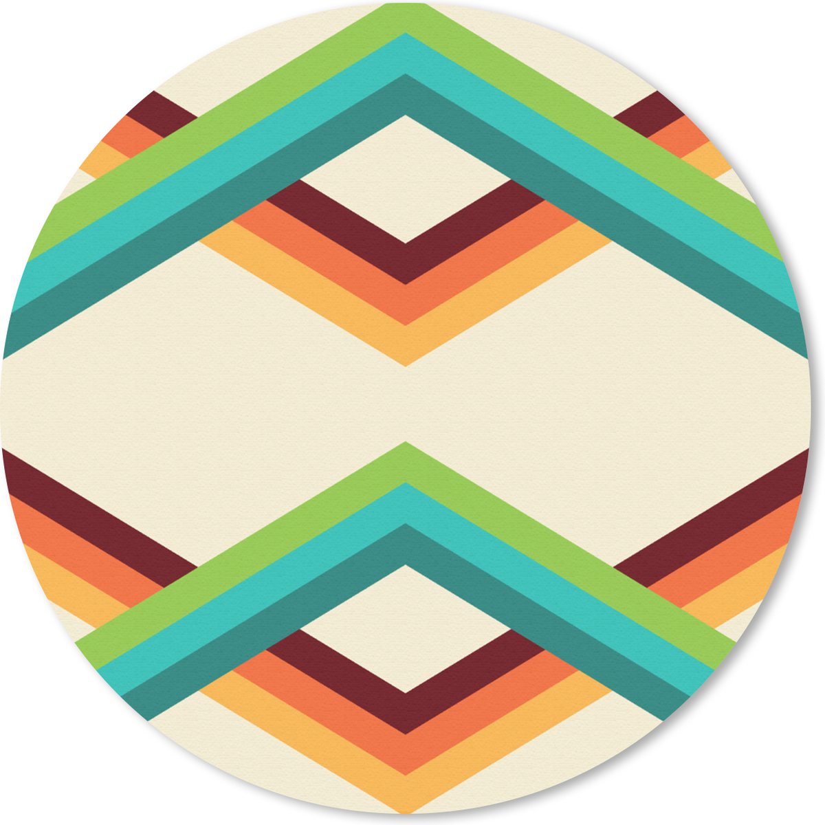 Muismat rond 30x30 cm - Mousepad Retro - Strepen - Design - Seventies - Ronde muismatten