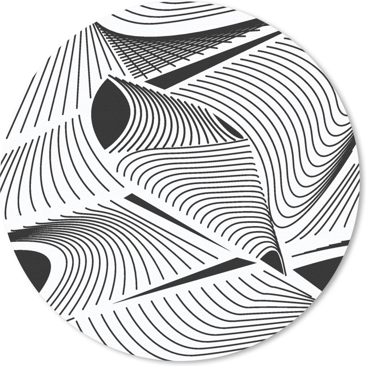 Muismat rond 30x30 cm - Mousepad Patroon - Abstract - Zwart Wit - Ronde muismatten