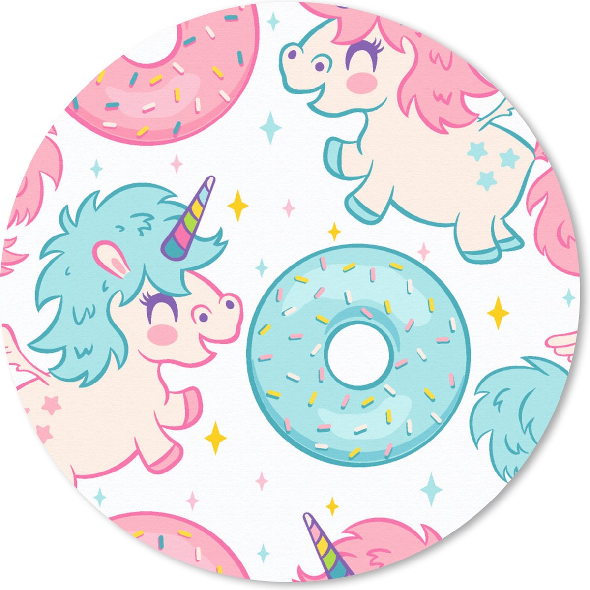Muismat rond 50x50 cm - Mousepad Eenhoorn - Donut - Baby - Ronde muismatten