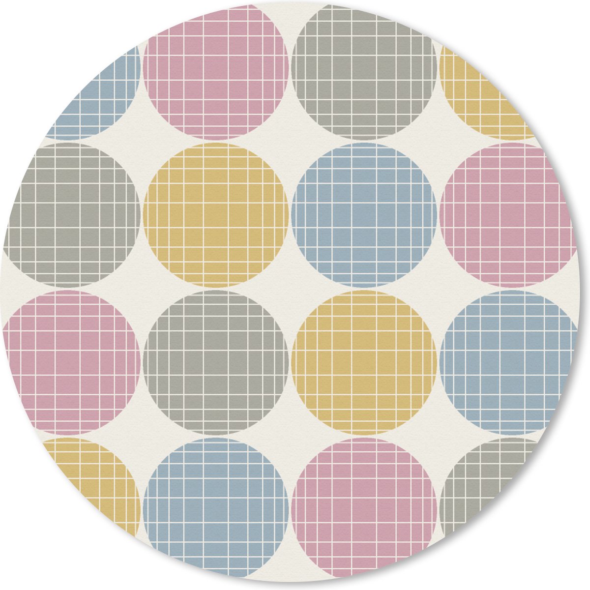 Muismat rond 50x50 cm - Mousepad Stippen - Lijn - Patroon - Ronde muismatten