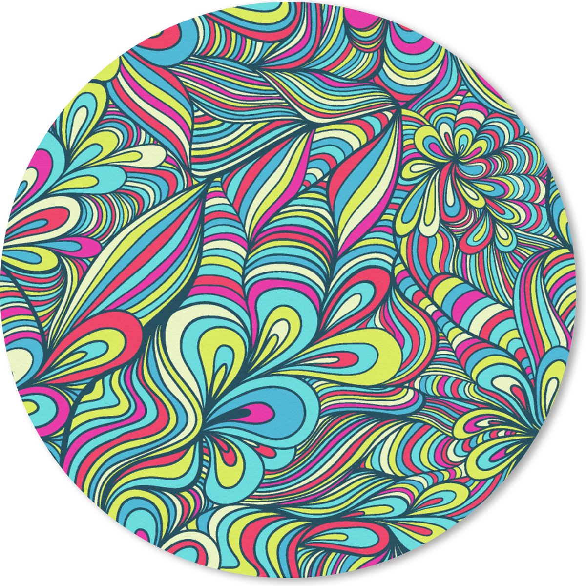 Muismat rond 30x30 cm - Mousepad Fantasy - Design - Kleuren - Retro - Ronde muismatten