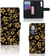 Telefoonhoesje Xiaomi Mi Note 10 Lite Bookcase Cadeau voor Oma Gouden Bloemen