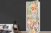 Deursticker Een tekening met hartjes - 95x235 cm - Deurposter
