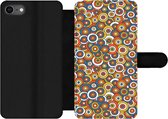 Étui pour téléphone iPhone 8 Bookcase - Motif - Rétro - Cercle - Avec compartiments - Étui portefeuille avec fermeture magnétique