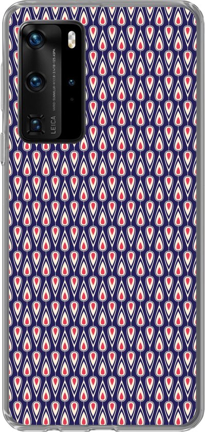 Coque Huawei P40 Pro - Motifs - Vintage - Blauw - Rouge - Coque de téléphone en Siliconen
