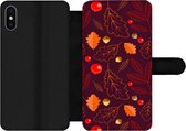 Bookcase iPhone XS Max telefoonhoesje - Patronen - Herfst - Blaadjes - Girl - Kids - Kinderen - Met vakjes - Wallet case met magneetsluiting