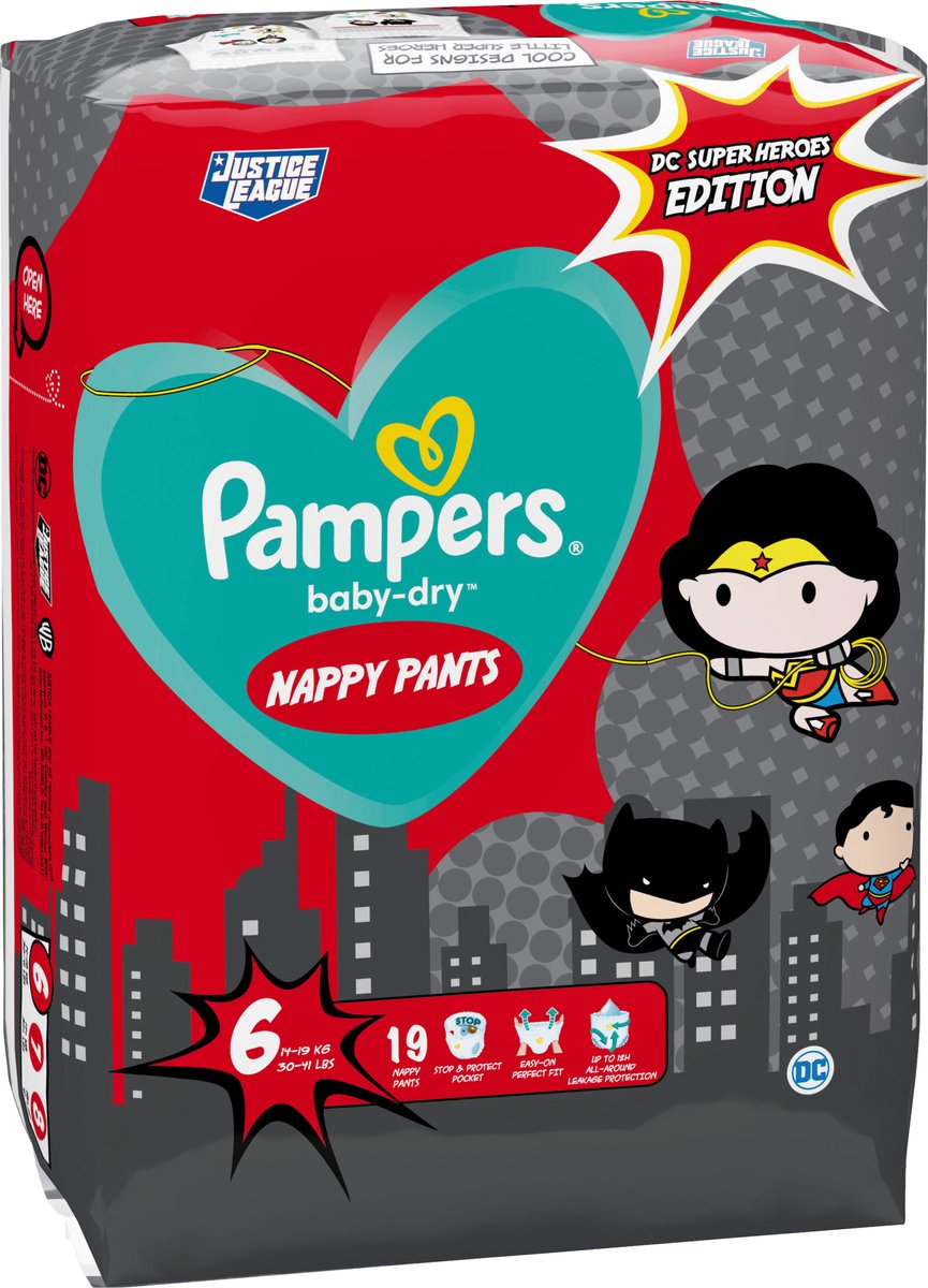 Pampers Baby Dry Pants - maat 6 - 19 luierbroekjes - 15+kg - Justice League/Superheldeneditie
