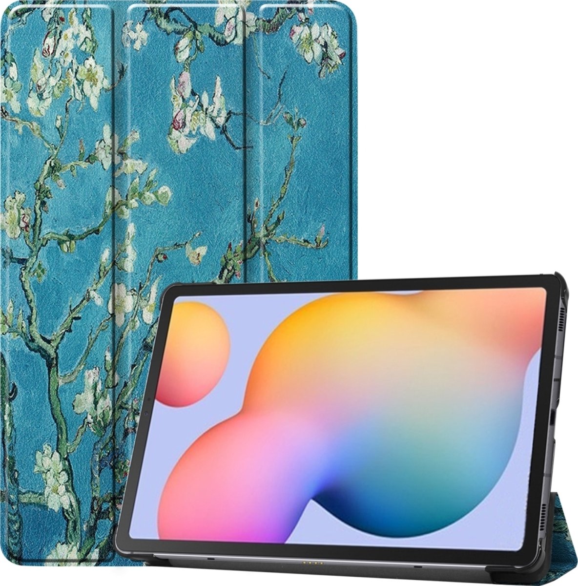 Mobigear Tablethoes geschikt voor Samsung Galaxy Tab S6 Lite Hoes | Mobigear Tri-Fold Bookcase - Amandelbloesem