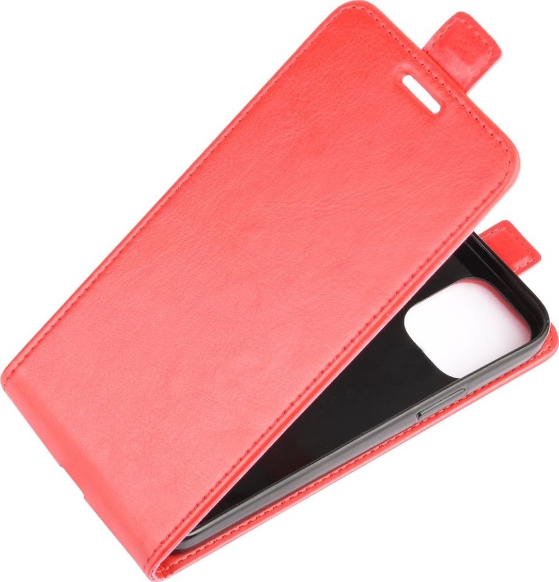 Mobigear Telefoonhoesje geschikt voor Apple iPhone 12 Mini Hoesje | Mobigear Flipcase | Pasjeshouder voor 1 Pasje | Telefoonhoesje voor Pinpas / OV Kaart / Rijbewijs - Rood