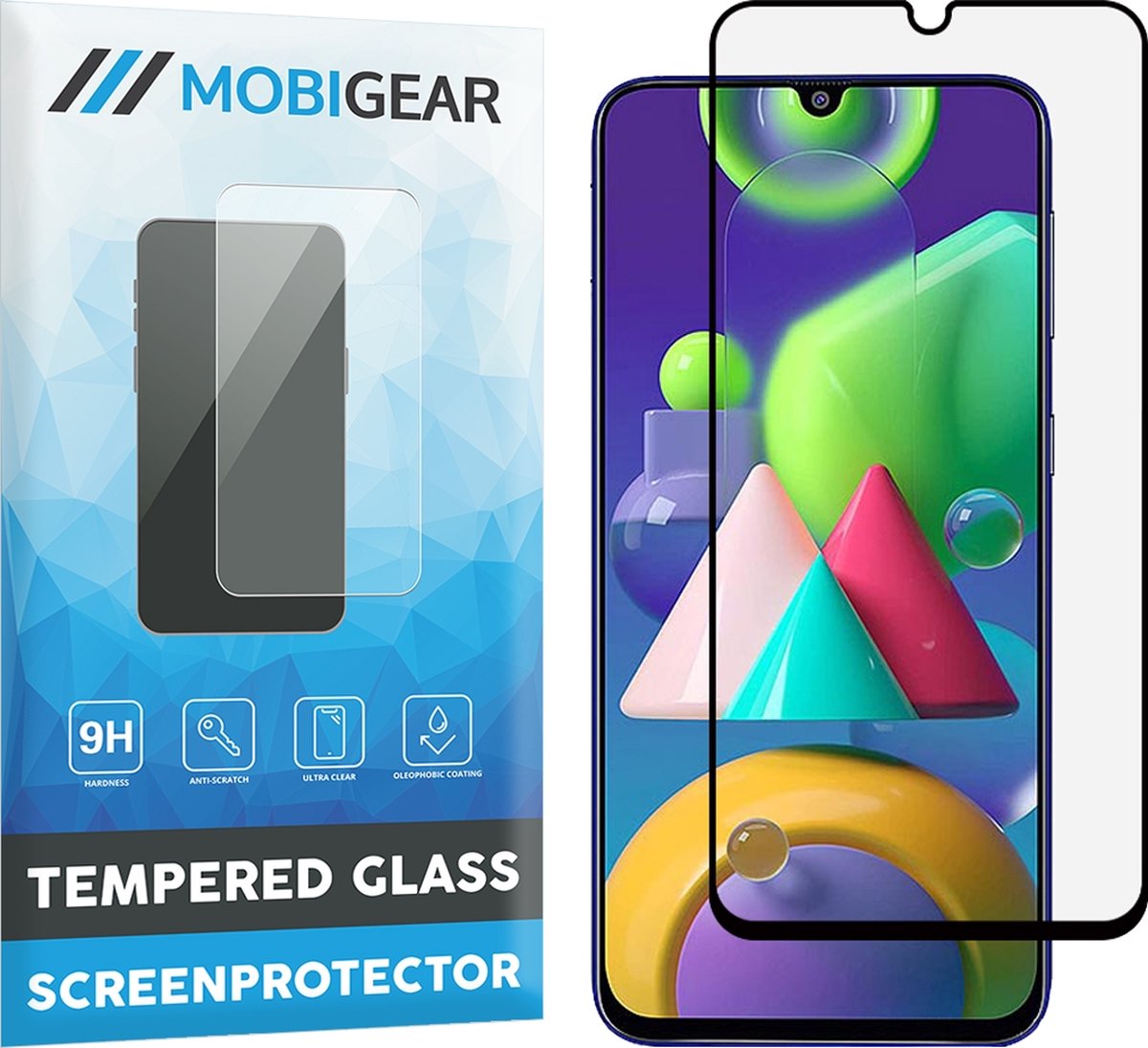 Mobigear Screenprotector geschikt voor Samsung Galaxy M21 Glazen | Mobigear Premium Screenprotector - Case Friendly - Zwart