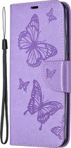 Mobigear Telefoonhoesje geschikt voor Xiaomi Redmi 9 Hoesje | Mobigear Butterfly Bookcase Portemonnee | Pasjeshouder voor 2 Pasjes | Telefoonhoesje voor Pinpas / OV Kaart / Rijbewijs - Paars