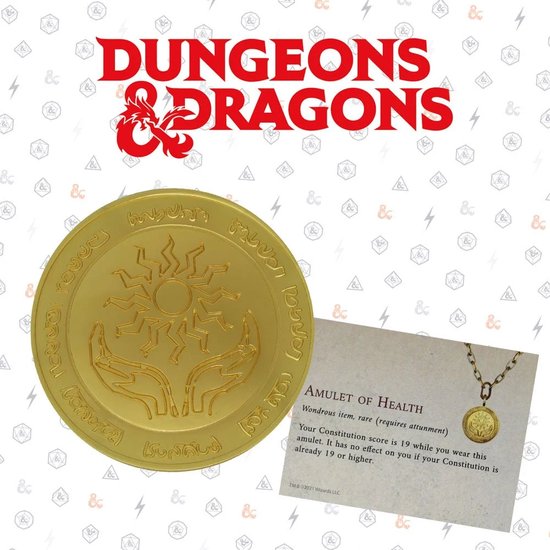 Afbeelding van het spel Dungeons & Dragons Amulet of Health Medallion 24 Karat Gold Plated