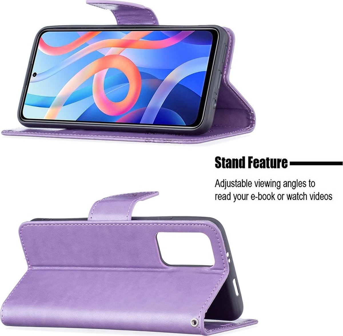 Mobigear Telefoonhoesje geschikt voor Xiaomi Redmi Note 11T Hoesje | Mobigear Butterfly Bookcase Portemonnee | Pasjeshouder voor 2 Pasjes | Telefoonhoesje voor Pinpas / OV Kaart / Rijbewijs - Paars