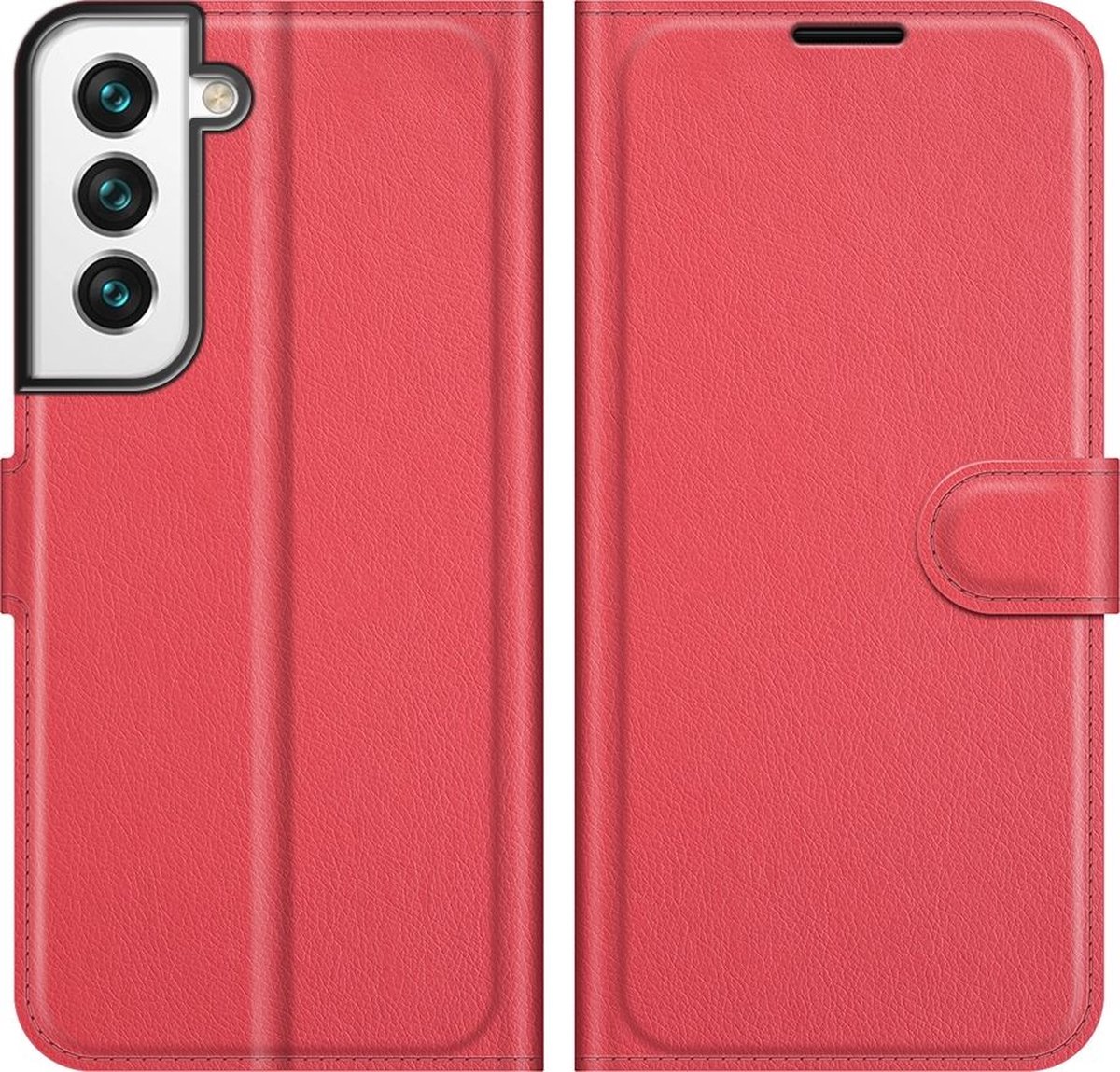 Mobigear Telefoonhoesje geschikt voor Samsung Galaxy S22 Hoesje | Mobigear Classic Bookcase Portemonnee | Pasjeshouder voor 3 Pasjes | Telefoonhoesje voor Pinpas / OV Kaart / Rijbewijs - Rood