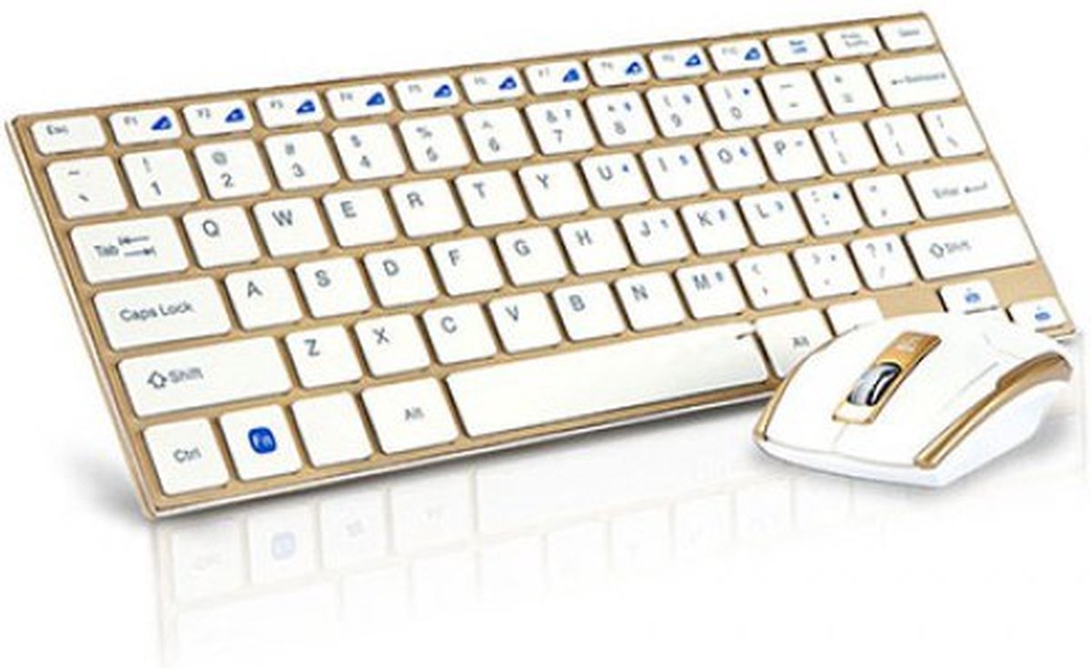 2,4 GHz draadloze toetsenbord muis set - Goud draadloze optische muis met ingebouwde USB-ontvanger voor computer PC Laptop