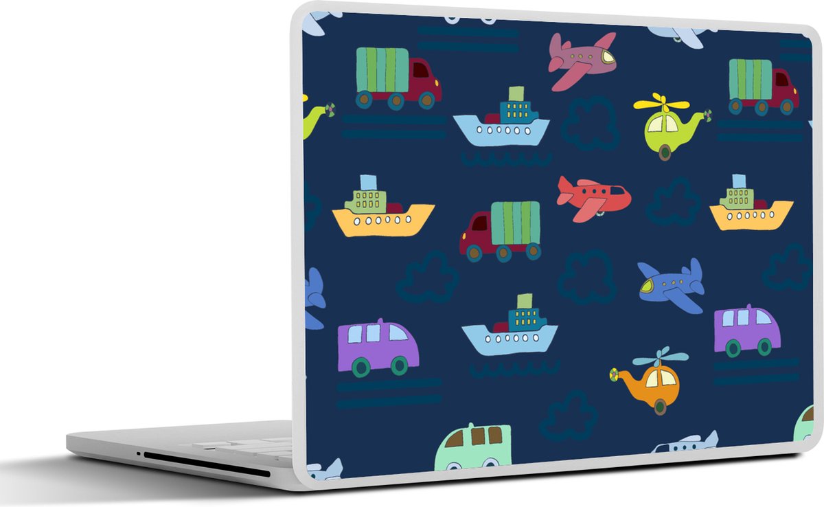 Laptop sticker - 10.1 inch - Patronen - Vliegtuig - Boot - Vrachtwagen - Jongetje - Jongens - Kinderen - Kids - 25x18cm - Laptopstickers - Laptop skin - Cover