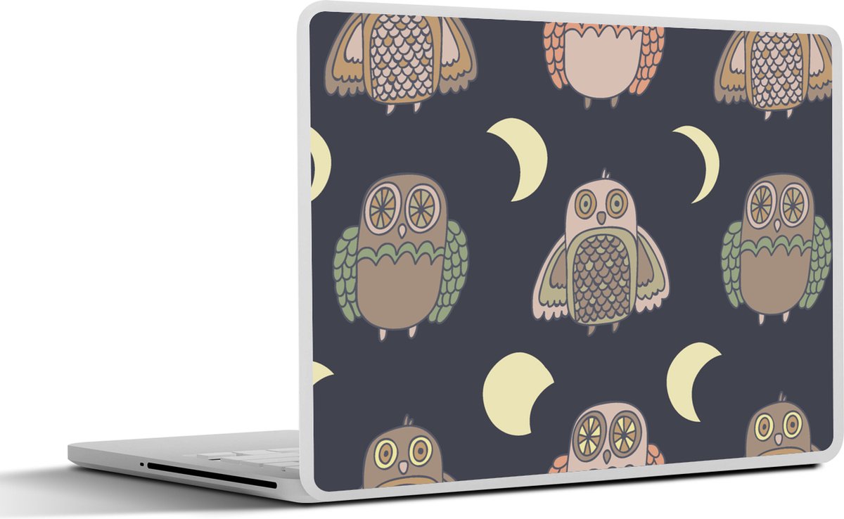 Laptop sticker - 11.6 inch - Uil - Patronen - Maan - 30x21cm - Laptopstickers - Laptop skin - Cover