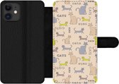 Telefoonhoesje Geschikt voor iPhone 12 Pro telefoonhoesje - Patronen - Kat - Quote - Jongens - Meisjes - Kinderen - Kindje - Met vakjes - Wallet case met magneetsluiting