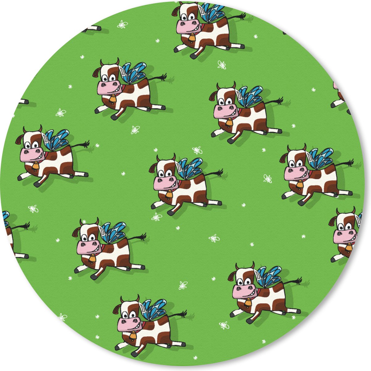 Muismat rond 20x20 cm - Mousepad Koe - Vleugels - Patronen - Kind - Ronde muismatten