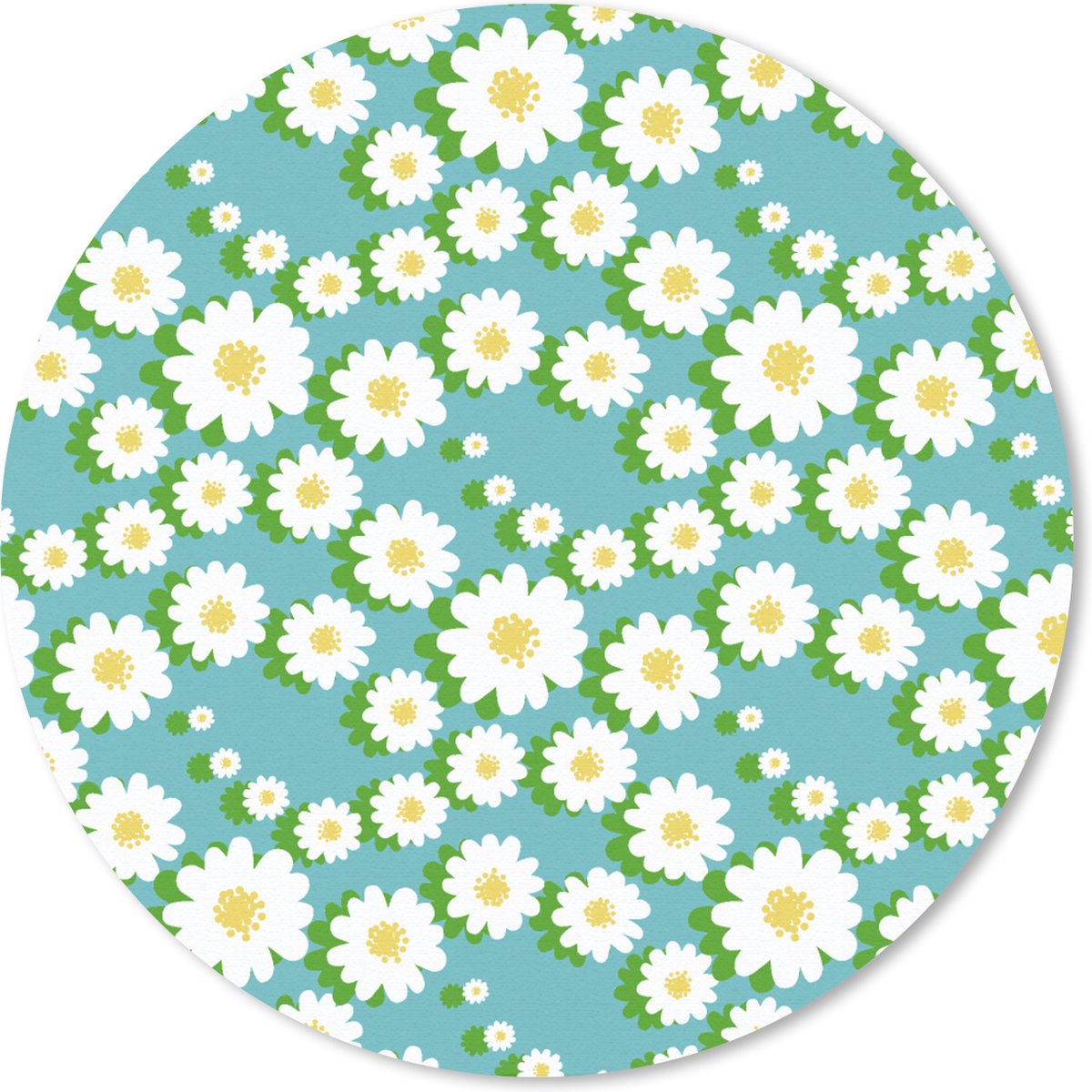 Muismat rond 30x30 cm - Mousepad Bloemen - Patroon - Madelief - Ronde muismatten
