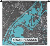 Wandkleed - Wanddoek - Stadskaart - Water - Limburg - Kaart - Plattegrond - Maasplassen - 180x180 cm - Wandtapijt