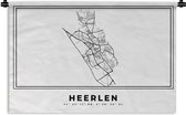 Wandkleed - Wanddoek - Stadskaart – Zwart Wit - Kaart – Heerlen – Nederland – Plattegrond - 150x100 cm - Wandtapijt