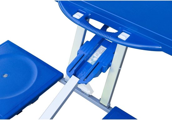 Outsunny Aluminium kampeertafel picknickbank zitgroep kampeerset 4-zits inklapbaar blauw 01-0009 - Outsunny
