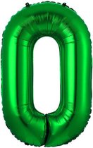 Folie Ballon Cijfer 0 Jaar Groen Verjaardag Versiering Helium Cijfer ballonnen Feest versiering Met Rietje - 70Cm
