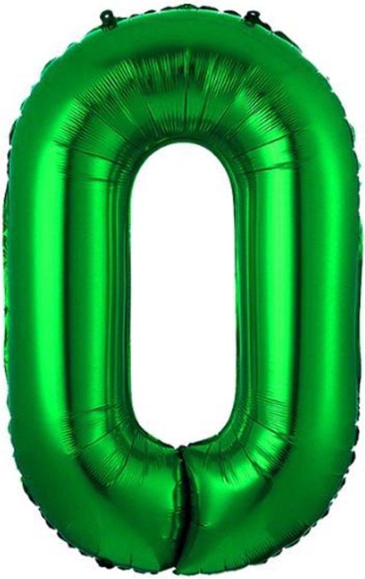 Folie Ballon Cijfer 0 Jaar Groen Verjaardag Versiering Helium Cijfer ballonnen Feest versiering Met Rietje - 70Cm
