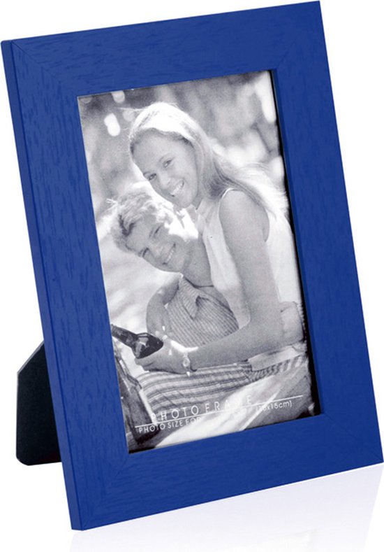 Fotolijst - Fotolijstje - Fotolijsten - Fotokader - 10 x 15 cm - Houten frame - Anti-slip - Beschermglas - MDF - blauw