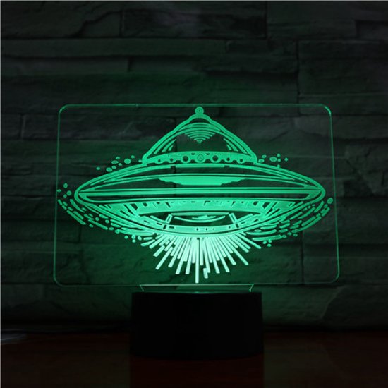 3D Led Lamp Met Gravering - RGB 7 Kleuren - Ufo