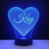 3D LED Lamp - Hart Met Naam - Kay