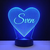 3D LED Lamp - Hart Met Naam - Sven