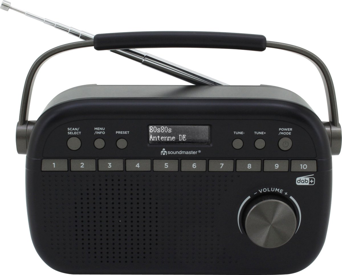Soundmaster DAB280SW - Draagbare digitale DAB+/FM-radio, zwart
