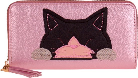 Roze portemonnee poesje - 20x11cm