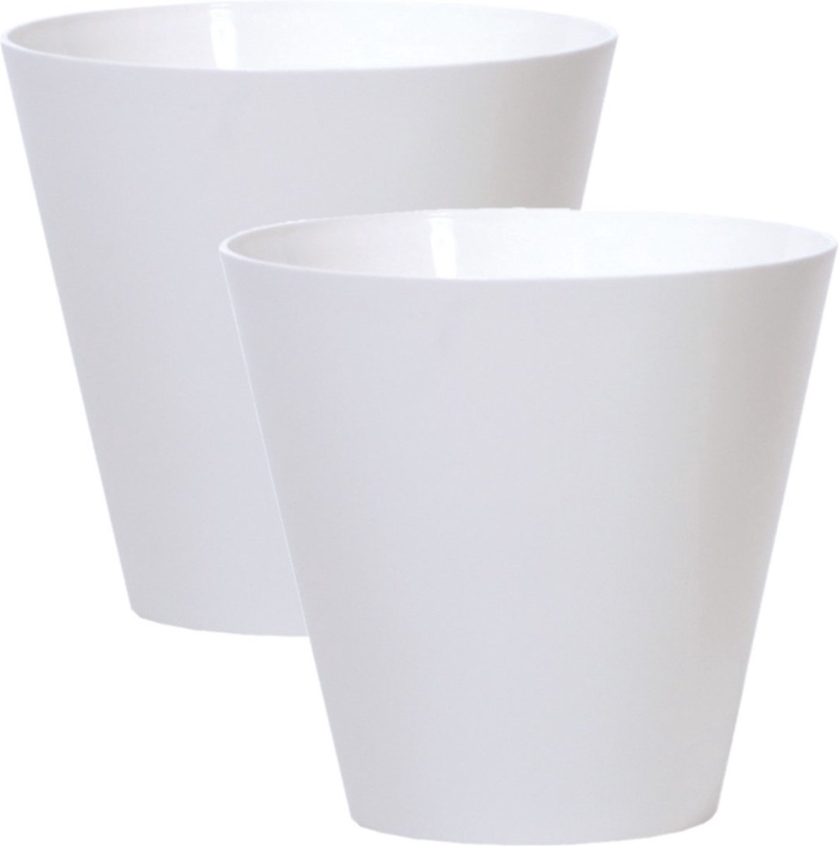 Prosperplast Bloempot - 2x - kunststof - wit - D40xH37 cm - 28 liter - plantenpot voor buiten