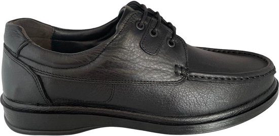 Herenschoenen- Nette Schoenen- Veterschoenen- Comfort schoenen 602- Leather- Zwart- Maat 43
