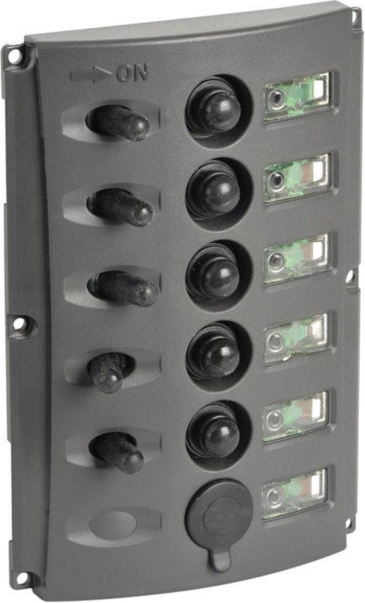 Marina 12V 5-voudig Schakelpaneel met dubbele LEDs en USB