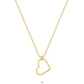 Twice As Nice Halsketting in goudkleurig edelstaal, open heart 50 cm+5 cm