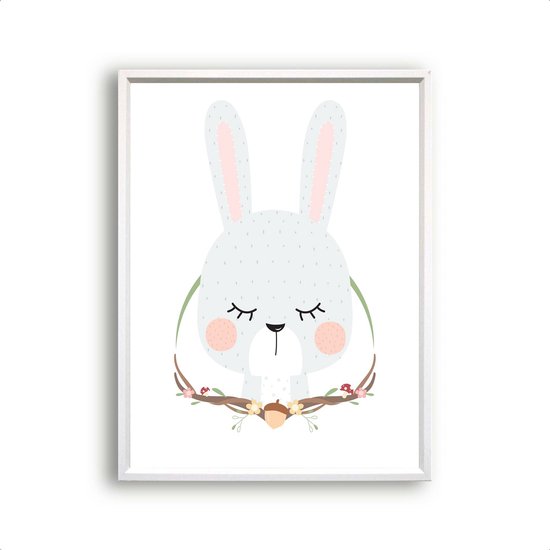 Schilderij  Lieve konijn - Bos dieren / Bos / 40x30cm