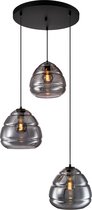 Hanglamp Belmond - 3 lichts smoke glas - black