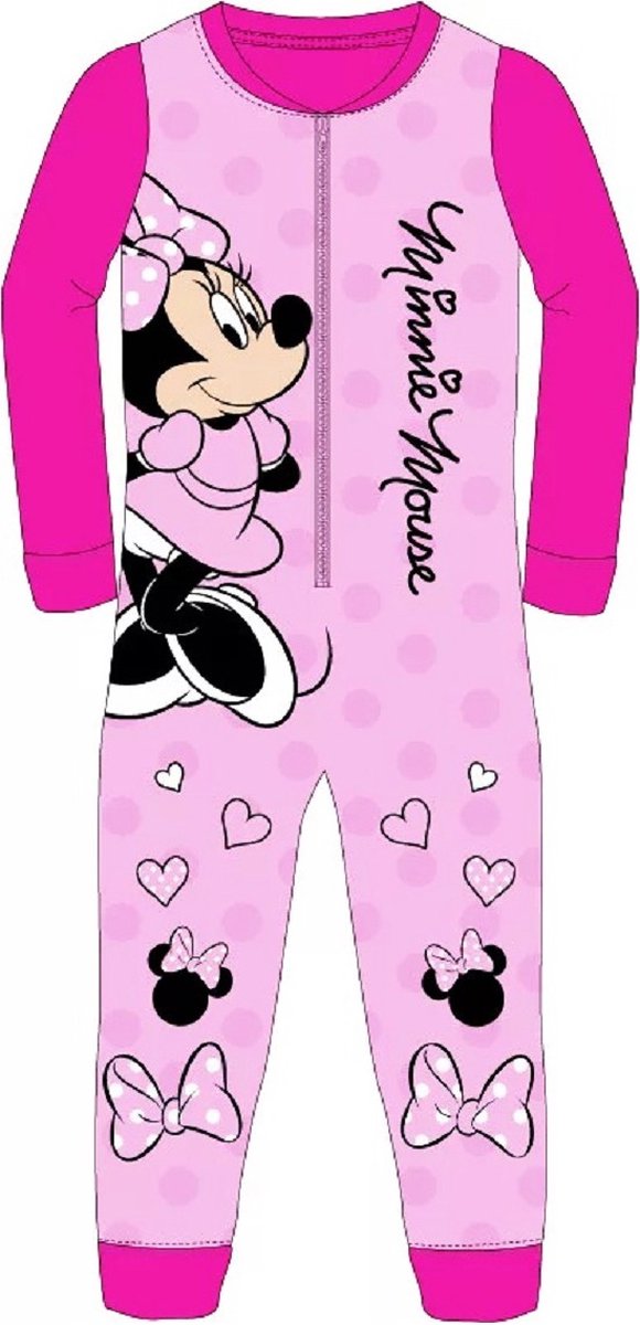 Minnie Mouse onesie - maat 92/98 - Minnie Mouse jumpsuit / pyjama / huispak - roze - Disney
