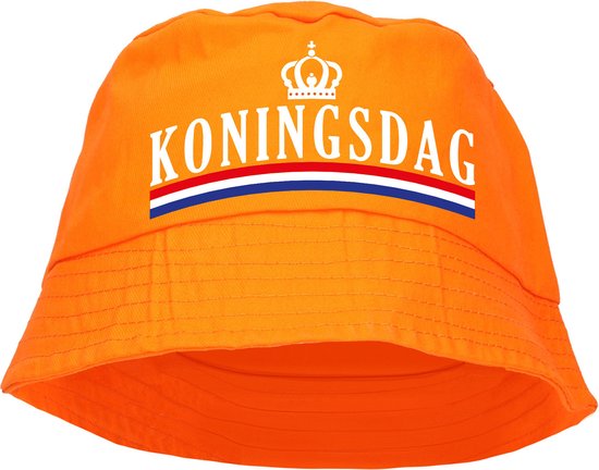 Koningsdag bucket hat voor dames en heren - oranje - vissershoedje