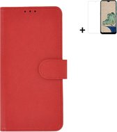 Pearlycase hoesje voor Nokia G11/ G21 - Kunstleer Book Case - Rood hoesje met screenprotector