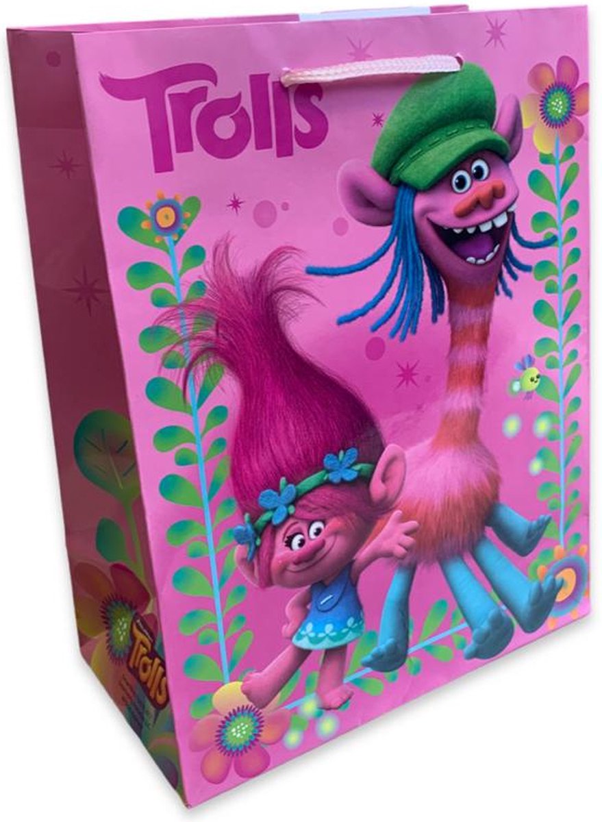 5 Luxe Dreamworks Trolls Cadeautasjes A5 formaat 18x23cm - Trolls Papieren cadeautasjes met Full-color bedrukking