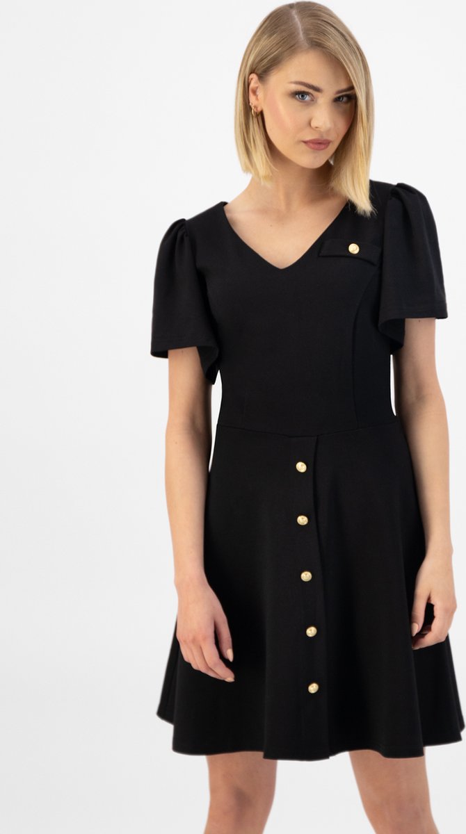 Rocher – jurk – Zwarte Jurk Dames – jurken voor vrouwen – Vlindermouwen - Zwarte jurk